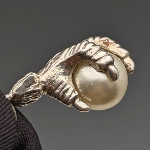 Circa 1910 British Antique Sterling Silver Albert Chain 44g Claw & Bowl Fob